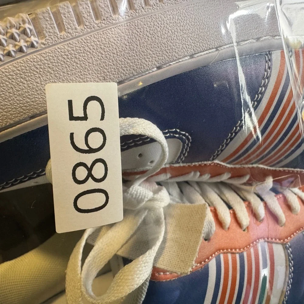Windsor Mortgage‎ Sneakers Men 10 Blue Orange Stripe Lace Up Low Top